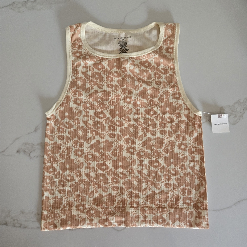 NWT Reegan Seamless Printed Ribbed Cropped Tank Top